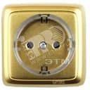 Розетка наружная с заземлением с изоляционной пластиной со шторками (стакан) золото