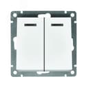 Выключатель двухклавишный с подсветкой UNIVersal серия Афина , с/у, 10А, 220В, механизм, белый (еврослот)