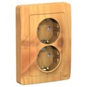 BLANCA скрытой установки розетка двойная с заземлением со шторками, 16А, 250В, ясень Systeme Electric