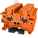 Клемма TP 1-1 проходная с боковой вводом провода .Push-in, сечение 2,5 мм. кв., оранжевая