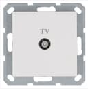 Розетка телевизионная оконечная TV Ф9.5мм механизм бел. глянцевый Jasmart G6001W