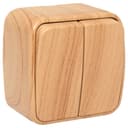 Выключатель 2-клавишный ОП Минск 10А светлое дерево EKF