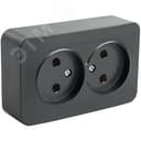 Розетка двухместная б/з 250В 10А серия София черный STEKKER