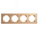 Рамка четырехместная горизонтальная, стекло, Катрин, золото Stekker