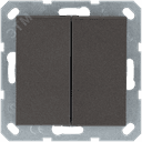 Выключатель двухклавишный 10A 250V~ с накладкой, цвет Мокко