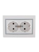 Розетка 2-м СП Mira 16А IP20 с заземл. с сер. вставкой керамика бел. LEZARD 701-0215-127