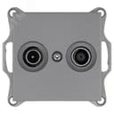 Розетка TV+FM9.5 мм проходная с накладкой, цвет Алюминий G6205S Jasmart