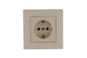 Розетка 1-м Karea RIZZ с заземл. керамика крем Makel 88010008