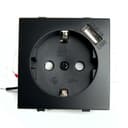 Розетка 1местная сз механизм STEKKER PST16911103 250В 16А с защ шторкой и с USB серия Эрна черный 49155