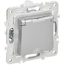 SKANDY Розетка 1-местная с заземлением с защитными шторками и крышкой 16А IP44 SK-R11S серебряный IEK