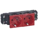 Mosaic-New Розетка 4 модуля 2К+3 с заземлением красная без зажимов