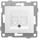 Розетка компьютерная RJ45 Bravo, механизм, двойной, белый