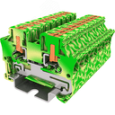 Клемма TP 1-1 проходная с боковой вводом провода с заземление .Push-in, сечение 4 мм. кв., желто-зеленая SUPU