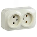 GLORY Розетка двухместная наружная без заземления кремовая IEK
