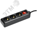 Удлинитель У03К 3 места с заземлением 3м 3х1мм2 16А 250В черный WYP10-16-03-03-ZK-K02 IEK