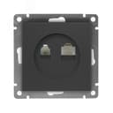 Розетка компьютерная+телефонная UNIVersal серия Афина, с/у, 1А, RJ45, RJ12, графит (еврослот), механизм