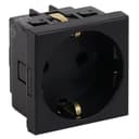 Розетка модульная с з/к и шторками 45х45мм черная