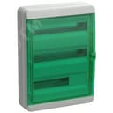 Корпус пластиковый навесной на 54 модуля КМПн-54 IP65 TEKFOR зеленая прозрачная дверь