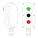 Пост управления взрывонепроницаемый из алюминия LCSD-03-B-MB-L1G(220)x1-P1B(11)x1-P1R(11)x1-PBMB-KAEPM2MHK-20