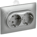 SKANDY Розетка 2-местная с заземлением без защитных шторок 16А в сборе SK-R08S серебряный IEK
