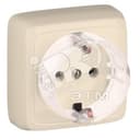 Розетка наружная с заземлением с изоляционной пластиной (стакан) слоновая кость