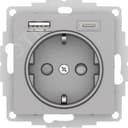 ATLASDESIGN РОЗЕТКА 16А c 2 USB A+C, 5В/2,4А/3,0А, 2х5В/1,5А, механизм, АЛЮМИНИЙ Systeme Electric