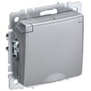 BRITE Розетка с заземлением с защитными шторками и крышкой 16А IP44 РСбш10-3-44-БрА алюминий