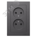 ATLASDESIGN РОЗЕТКА двойная без заземления со шторками,16А, в сборе, БАЗАЛЬТ