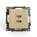 Розетка 2местная USB механизм STEKKER GLS10711508 250В 21А серия Катрин золото 49229