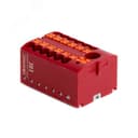 Блок распределительный, зажим push-in, 1 ввод 6 кв.мм, 12 точек подключения 2,5 кв.мм, красный