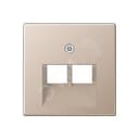 Накладка 2-ой телефонной/компютерной розетки IAE/UAE (1X8-пол.) Серия A500 Материал- термопласт Цвет- шампань