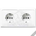 Розетка штепсельная SCHUKO 16A 250V сдвоенная полная плата термопласт слоновая кость