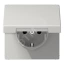 Штепсельная розетка SCHUKO одинарная, с заземлением, с откидной крышкой, 16A, 250В (механизм + накладка, без рамки). Серия LS990 Материал- дуропласт Цвет- светло-серый