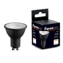 Лампа светодиодная FeronPRO LB1607 GU10 7W 175265V 4000K в черном корпусе 48955