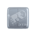 Выключатель двухклавишный наружный с изоляционной пластиной с индикацией серебро 16А