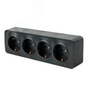 Розетка четырехместная с/з 250В 10А серия София черный STEKKER