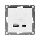 Розетка USB Афина A+С 2.4/4А механизм с/у, белая (еврослот) Универсал