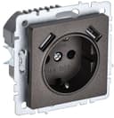 Розетка BRITE РЮш10-1-БрТБ 16А с USB A+A 2.1А с заземл. защ. шторки темн. механизм бронза IEK BR-R14-16-U21-D21-K45