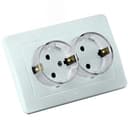 Розетка двойная скрытая с заземлением (стакан) белая