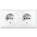 Розетка штепсельная SCHUKO 16A 250V сдвоенная полная плата термопласт белая