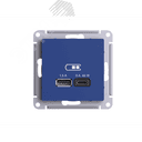 ATLASDESIGN USB РОЗЕТКА A + тип-C 45Вт высокоскор.заряд. QC,PD, механизм, АКВАМАРИН