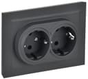 Розетка 2-м СП BRITE РСш12-3-БрГ 16А в сборе с заземл. защ. шторки графит IEK BR-R24-16-K53-F