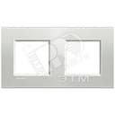 LivingLight Рамка прямоугольная 2 поста Серебро Legrand Euro