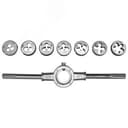 Плашки метрические, легированная сталь Профи 8 шт. М3-М12, плашкодержатель, блистер