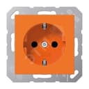 Штепсельная розетка SCHUKO одинарная, с заземлением, без шторок, 16A, 250В (механизм + накладка, без рамки). Серия A500 Материал- термопласт Цвет- оранжевый JUNG