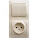 Блок: розетка + выключатель двухклавишный бежевый Systeme Electric