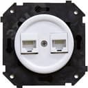 Розетка 2RJ45 + накладка, цвет белый (скрытый монтаж) Бирони