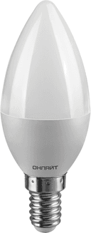 Лампа светодиодная 61 127 OLL-C37-6-230-6.5K-E14-FR 6Вт ОНЛАЙТ 61127