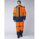 Костюм зимний Дорожник-Сигнал (ткань Смесовая,210) полукомбинезон, оранжевый темно-синий (87483433), 44-46 182-188