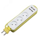 Удлинитель серии Travel шнур 1,8м 3 гнездa 10A без зазамления 4USB 3,1A Белый с салатовым ТМ Uniel S-CT3-1,8U WHITE/GREEN